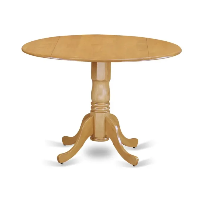 3 Pc Kitchen Table Set - Oak Dining Nook with 2 Chairs - Compact Drop Leaf Round Table for Small Spaces - Image 3