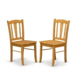 3 Pc Kitchen Table Set - Oak Dining Nook with 2 Chairs - Compact Drop Leaf Round Table for Small Spaces - Image 4
