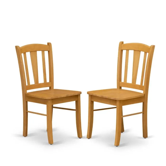 3 Pc Kitchen Table Set - Oak Dining Nook with 2 Chairs - Compact Drop Leaf Round Table for Small Spaces - Image 4