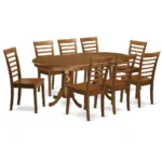 Elegant 9 Pc Dining Room Set Extendable Oval Table with 8 Saddle Brown Chairs - Image 2