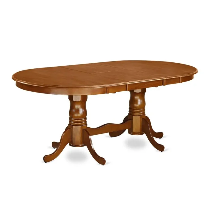 Elegant 7 Piece Dining Room Set - Extendable Oval Table & 6 Slat Back Chairs, Saddle Brown Finish - Image 3