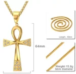 Gold Plated Anka Cross Pendant - Elegant Stainless Steel Necklace for Men and Women - Image 2