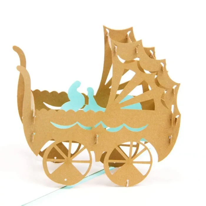 Baby Car Blue 3D Pop Up Greeting Card Perfect Handmade Laser Cut Keepsake for All Occasions - Image 2
