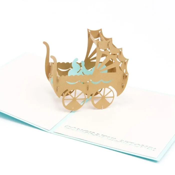 Baby Car Blue 3D Pop Up Greeting Card Perfect Handmade Laser Cut Keepsake for All Occasions - Image 3