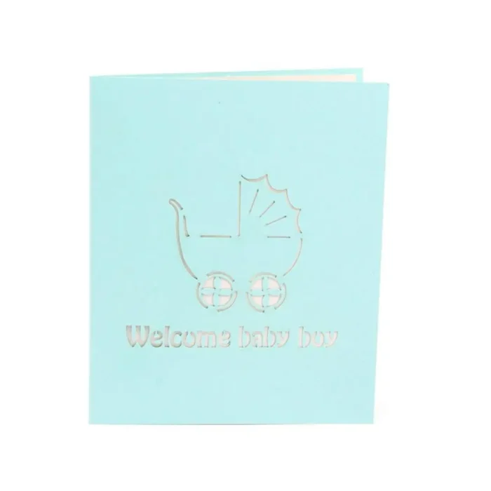 Baby Car Blue 3D Pop Up Greeting Card Perfect Handmade Laser Cut Keepsake for All Occasions - Image 4