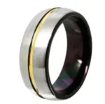Golden Black Tungsten Ring for Men - Durable & Elegant Wedding Band | Perfect for Weddings & Engagements - Image 2