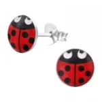 Kids Silver Ladybug Stud Earrings - Adorable Sterling Silver Jewelry with Elegant Gift Box
