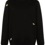 Bee Embroidered Sweatshirt Black - Organic, Stylish & Comfortable