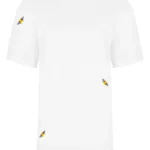 Bee Embroidered T-Shirt White - Classic Crew Neck, Timeless Style & Comfort
