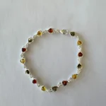 Elegant Multicolour Amber Link Bracelet - Authentic Baltic Amber & Sterling Silver, 7.5 Inches