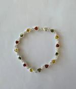 Elegant Multicolour Amber Link Bracelet - Authentic Baltic Amber & Sterling Silver, 7.5 Inches