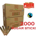 2000 Brown Sugar Granulated Sticks Sachets Fairtrade - Perfect for Hot Beverages