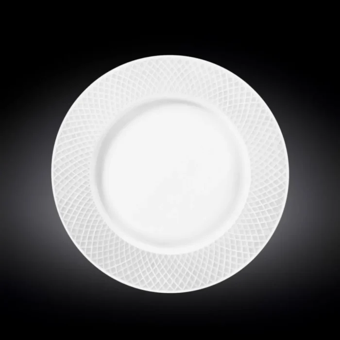 Elegant White Dinner Plate with Embossed Wide Rim | 10" Inch Fine Porcelain Plate by Wilmax Perfect for Special Occasions - Image 3