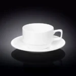 Elegant White 7 Oz | 220 Ml Tea Cup & Saucer - Fine Porcelain, Microwave & Dishwasher Safe - Image 2