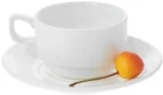 Elegant White 7 Oz | 220 Ml Tea Cup & Saucer - Fine Porcelain, Microwave & Dishwasher Safe - Image 10