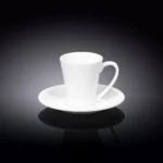 Elegant White 4 Oz | 110 Ml Coffee Cup & Saucer - Microwave & Dishwasher Safe - Image 2