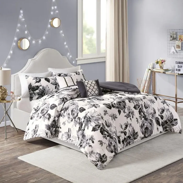 Luxurious Intelligent Design Dorsey Floral Print Comforter Set - Ultra Soft, Hypoallergenic, Machine Washable - Image 11