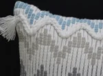 Chevron Throw Pillow for Sofa with Braid and Tassels 14"x24" - Handwoven Cotton | Stylish & Comfortable Decorative Accent - Image 3