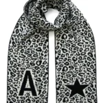 A-Z Initial Leopard Wool & Cashmere Scarf - Sustainable & Ethically Sourced - Soft, Stylish & Eco-Friendly
