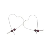 Elegant Handmade Ruby Heart Hoop Earrings - Hammered Sterling Silver - July Birthstone - Hypoallergenic & Nickel-Free - Eco-Friendly Jewelry