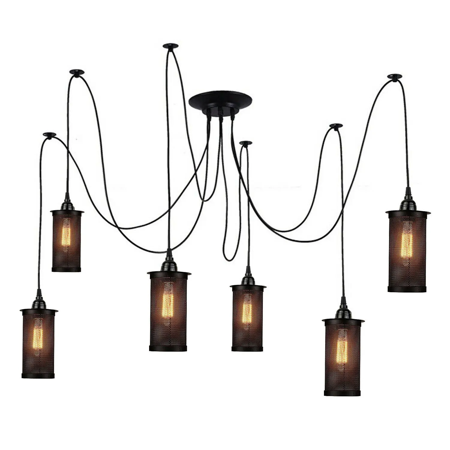 9785780_large.webp Retro Vintage Chandelier Ceiling Spider Light - Industrial Pendant DIY Lamp with E27 Socket | Perfect for Home and Cafe - Image 1
