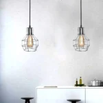Retro Industrial Brushed Silver Nest Cage 2 Way Indoor Ceiling Pendant Chandelier - Image 3