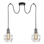 Retro Industrial Brushed Silver Nest Cage 2 Way Indoor Ceiling Pendant Chandelier