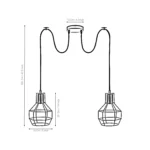 Retro Industrial Brushed Silver Nest Cage 2 Way Indoor Ceiling Pendant Chandelier - Image 4