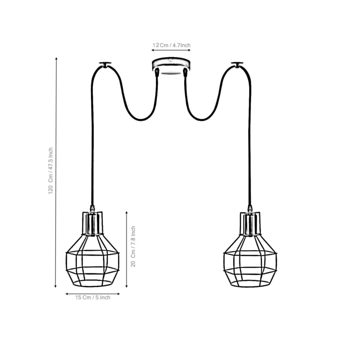 Retro Industrial Brushed Silver Nest Cage 2 Way Indoor Ceiling Pendant Chandelier - Image 4