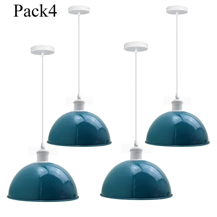 4 Pack Vintage Industrial Ceiling Pendant Light | Retro Loft Style Metal Shade Lamp - Image 3
