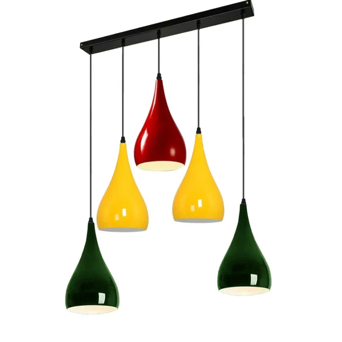 Colour Retro Dining Room Pendant Lamp E27 | Vintage Metal Industrial Chandelier - Stylish & Adjustable - Image 1
