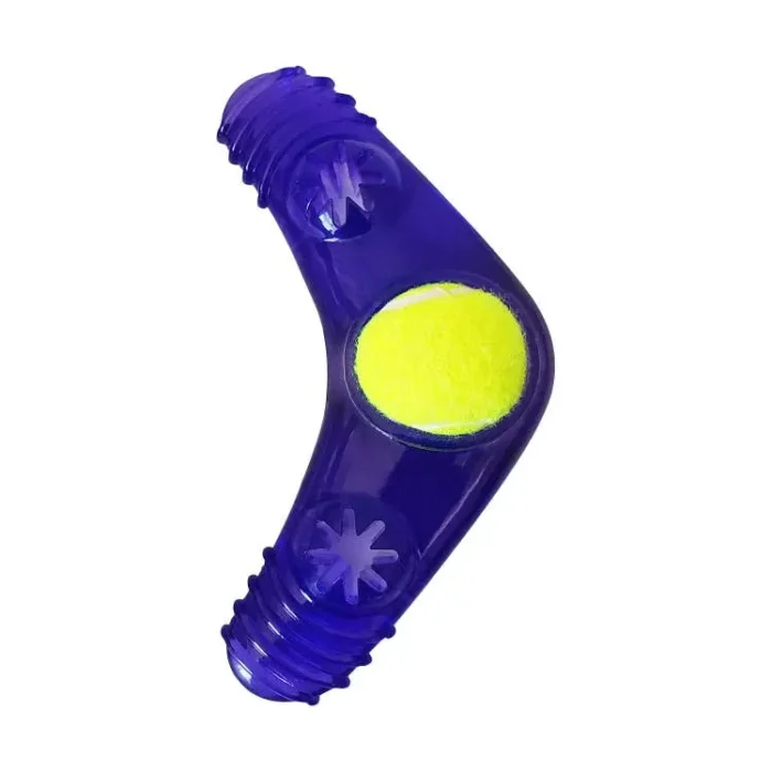 TPR Boomerang Dog Toy - Interactive & Durable Toy with Removable Squeaker Tennis Ball, Treat Fill Options & Textured Surface for Medium to Large Dogs - Image 1