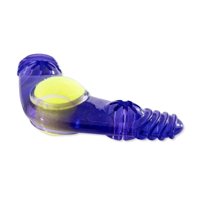 TPR Boomerang Dog Toy - Interactive & Durable Toy with Removable Squeaker Tennis Ball, Treat Fill Options & Textured Surface for Medium to Large Dogs - Image 2