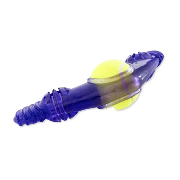 TPR Boomerang Dog Toy - Interactive & Durable Toy with Removable Squeaker Tennis Ball, Treat Fill Options & Textured Surface for Medium to Large Dogs - Image 3