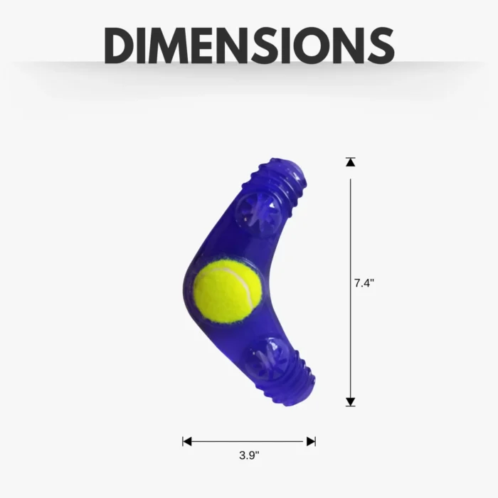 TPR Boomerang Dog Toy - Interactive & Durable Toy with Removable Squeaker Tennis Ball, Treat Fill Options & Textured Surface for Medium to Large Dogs - Image 6