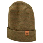 CTH306 Modern Theta-Stitch Contrast Cuffed Beanie - Green/Brown | Made in USA | Patent Pending Design