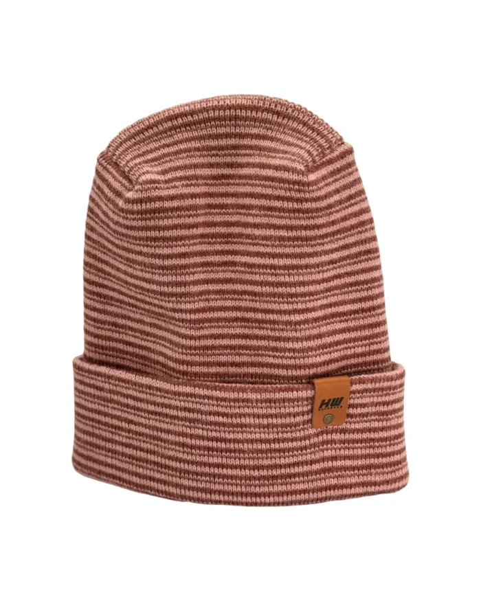 CTH304 Modern Theta Stitch Contrast Cuffed Beanie - Pink/Burgundy | Patent Pending, Made in USA - Image 1