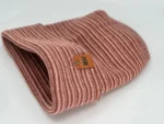 CTH304 Modern Theta Stitch Contrast Cuffed Beanie - Pink/Burgundy | Patent Pending, Made in USA - Image 2