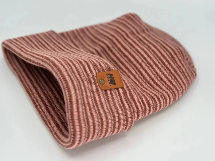 CTH304 Modern Theta Stitch Contrast Cuffed Beanie - Pink/Burgundy | Patent Pending, Made in USA - Image 2
