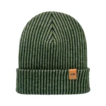 HAAKWEAR Limited Edition Cuffed Wide Ribbed Striped Beanie - Black/Green, Made in USA - Stylish, Warm & Unisex
