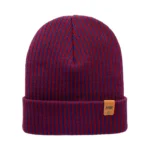 HAAKWEAR Limited Edition Cuffed Wide Ribbed Striped Beanie - Blue/Maroon | Made in USA