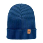 HAAKWEAR Limited Edition Cuffed Wide Ribbed Striped Beanie Hat Black/Blue, Made in USA