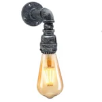 Brushed Silver Antique Retro Industrial Pipe Lighting Sconce - Steampunk Wall Light