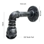 Brushed Silver Antique Retro Industrial Pipe Lighting Sconce - Steampunk Wall Light - Image 2
