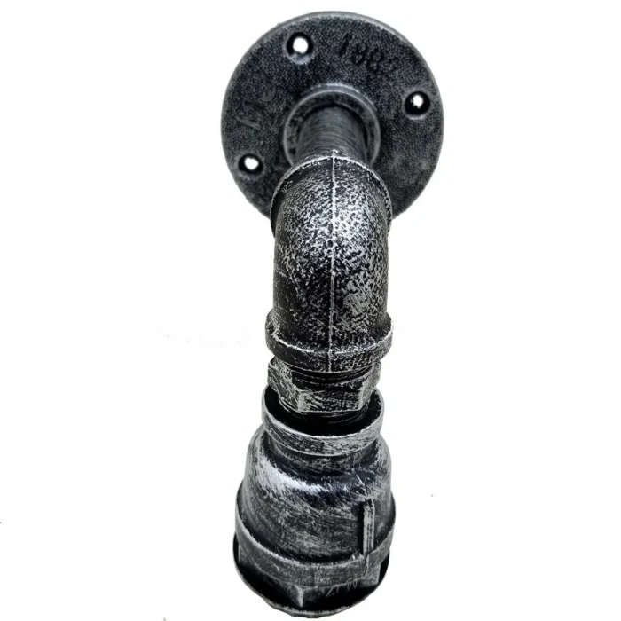 Brushed Silver Antique Retro Industrial Pipe Lighting Sconce - Steampunk Wall Light - Image 4