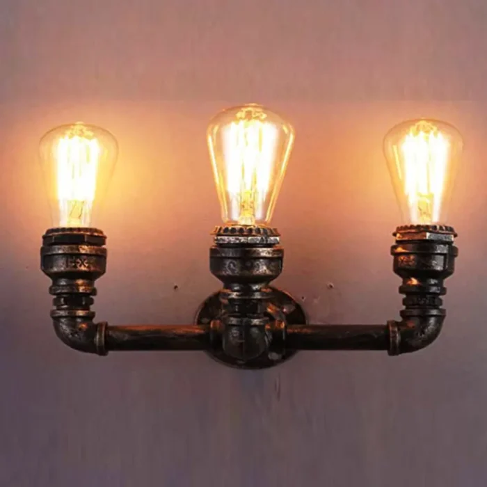 Vintage Brushed Copper Water Pipe Lamps E27 Loft Light Indoor Lighting - Image 1