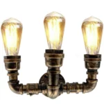 Vintage Brushed Copper Water Pipe Lamps E27 Loft Light Indoor Lighting - Image 3