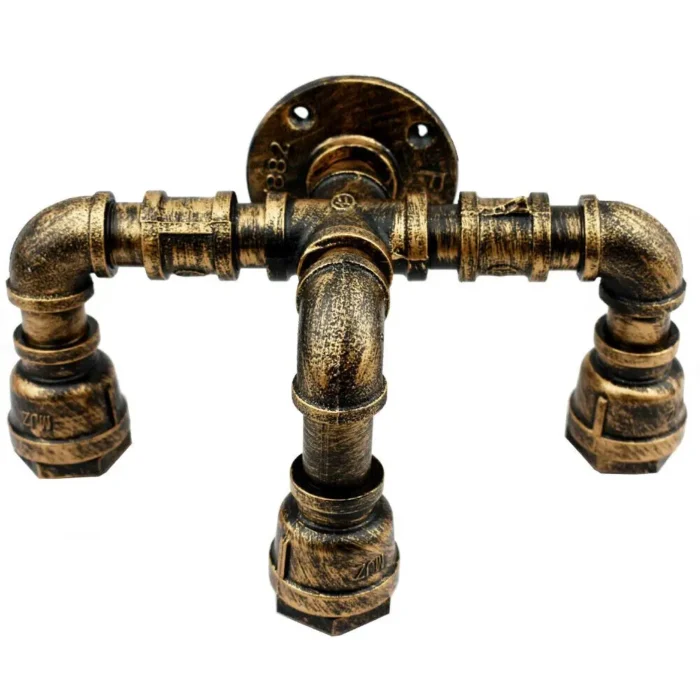 Vintage Brushed Copper Water Pipe Lamps E27 Loft Light Indoor Lighting - Image 7