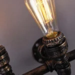 Vintage Brushed Copper Water Pipe Lamps E27 Loft Light Indoor Lighting - Image 8