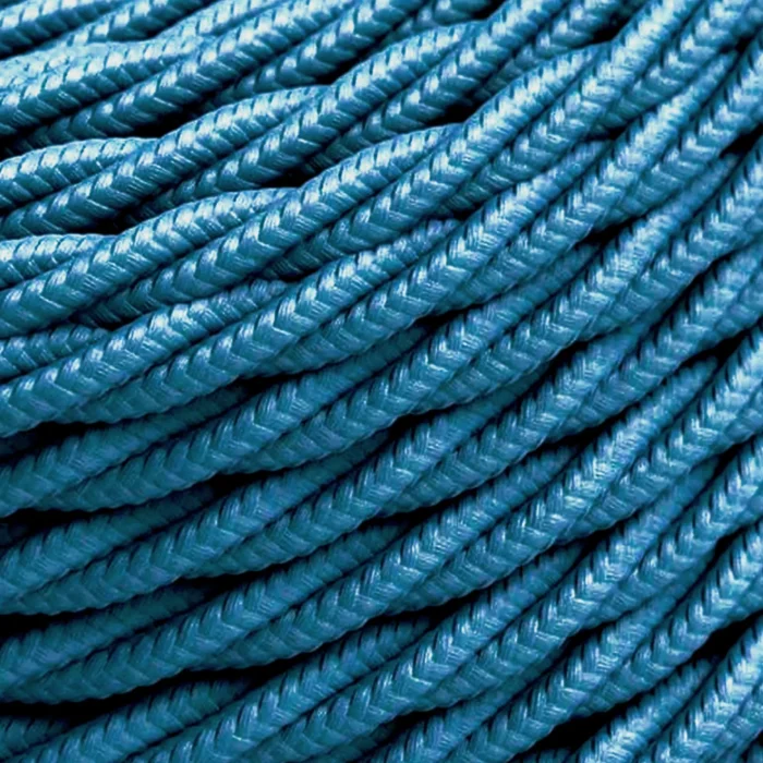 5m Blue Twisted 2 Core Electric Fabric Cable - Vintage Style, Ideal for Lamp Wiring & DIY Projects - Image 1